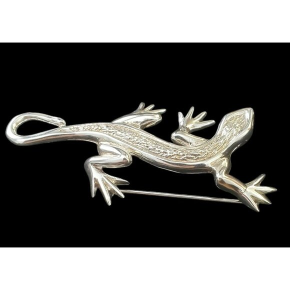 Sterling Silver Lizard Brooch Pin Textured D'Molino Mexico 925 17g TM-90 Iguana - Picture 10 of 10